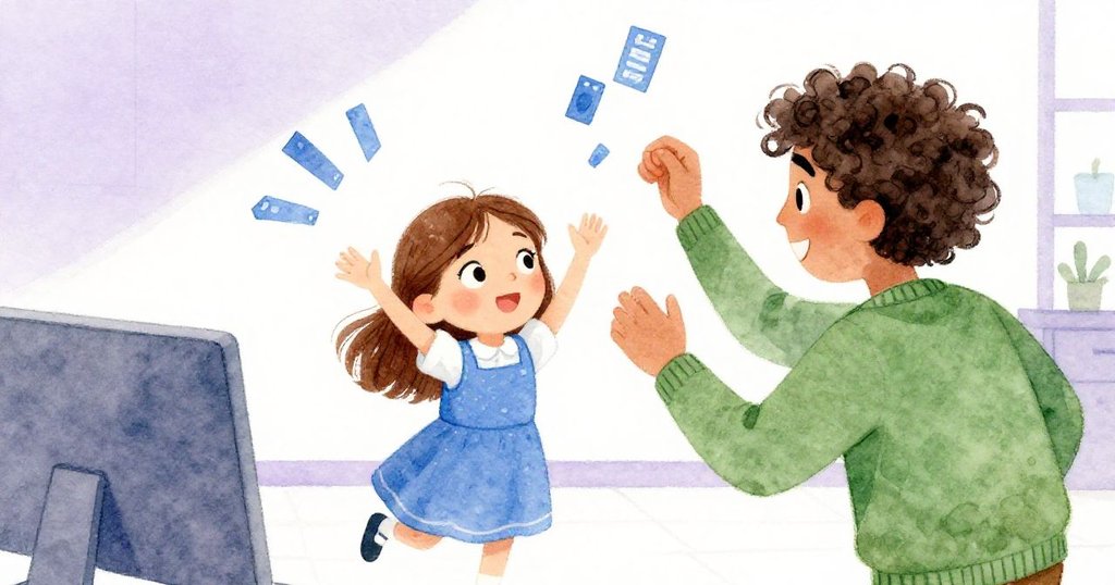 Wren與同事Alex歡慶重整秩序，藍色代幣歡快舞動，辦公室中充滿喜悅與活力，情節高峰展現。