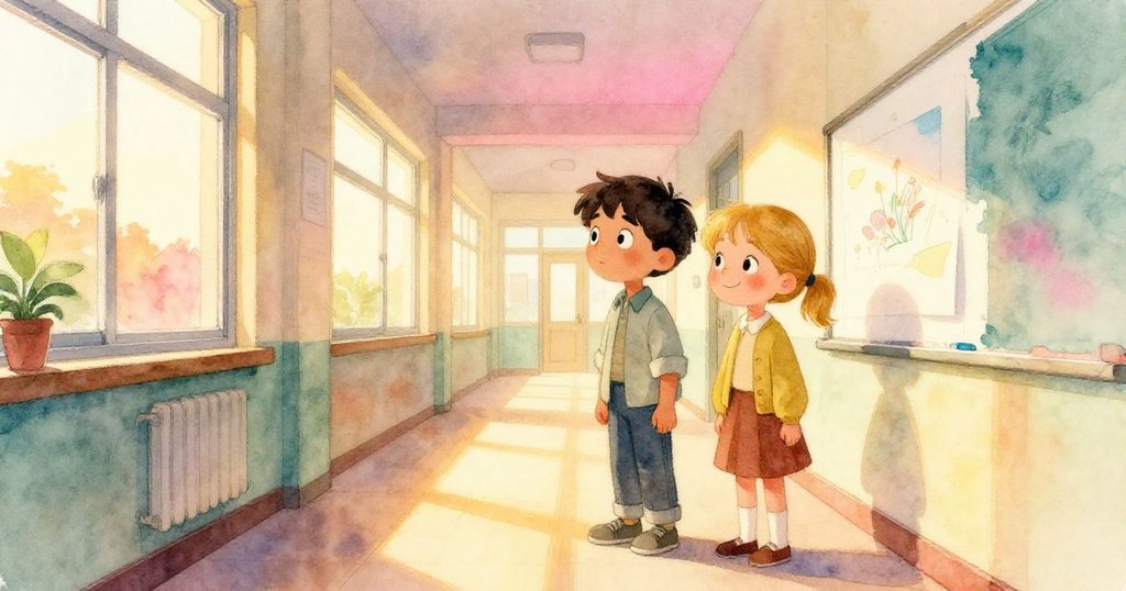 赫克托與薇拉並肩站立欣賞修復完好的海報,窗外溫暖蜜黃夕陽灑落,互相對望流露出滿足與希望的微笑。