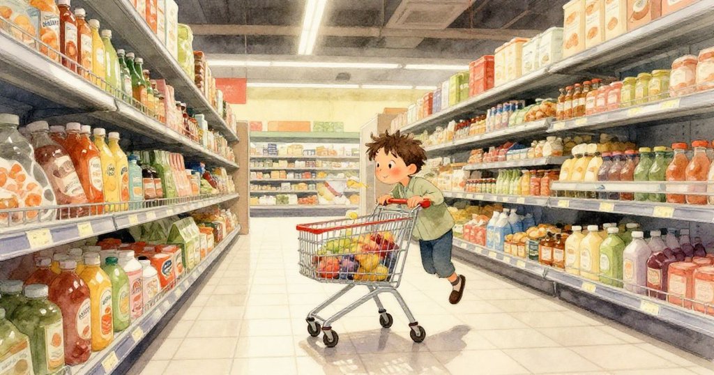 瑞德伸出堅定手掌，使用傘尖介入卡住推車輪的透明塑料，特寫呈現金屬與塑料細膩質感。