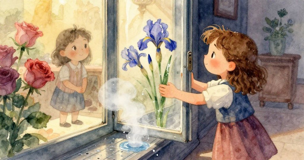 格蕾塔小心翼翼行走時,注意到一只靠近腳踝的桶,水面微漣,現出動態與專注的情緒。