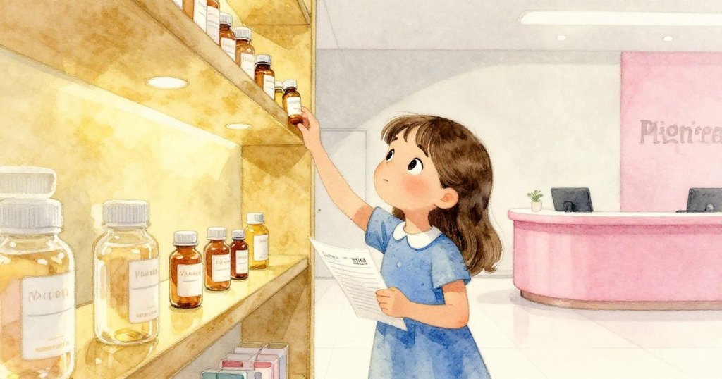 Pia邁步向前取下架上維生素瓶，手持蓋章表格，臉上露出堅定與喜悅，故事終局，帶來全新希望。