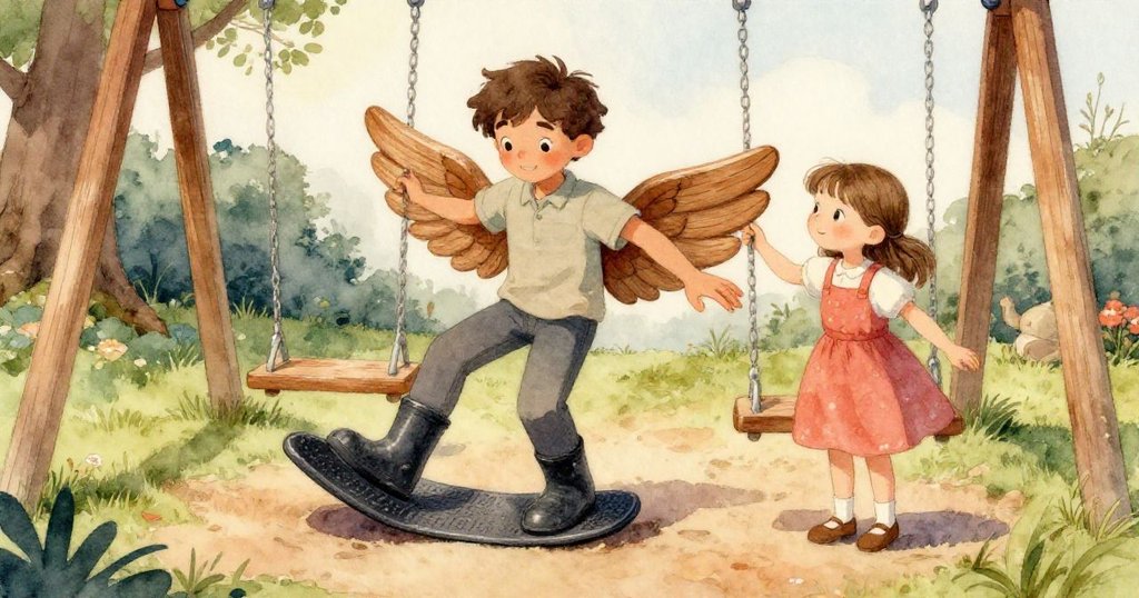 從Kane視角看繁忙梯子，孩子們急速攀爬，他目光充滿期待與猶豫，場景動感十足。