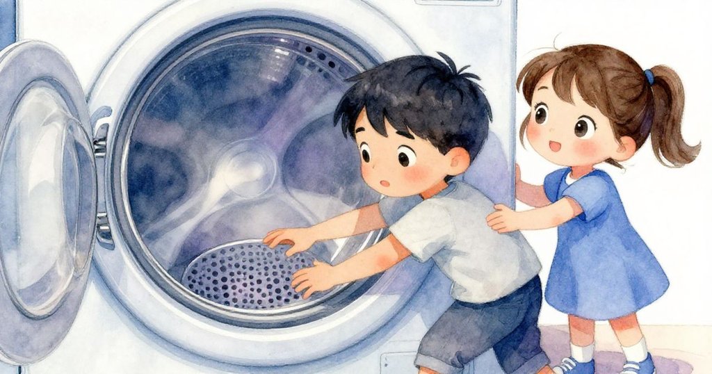 Dean 輕巧伸手取出機器內的銀色圓環，Lyra 輕撐濾網，兩人默契配合展現瞬間因果作用。