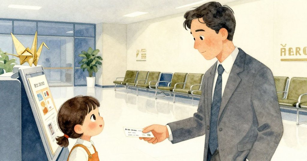 保羅將紙票遞給好奇孩子，紙鶴靜臥旁邊，雙方眼神透露著溫柔與堅定，畫面收束。