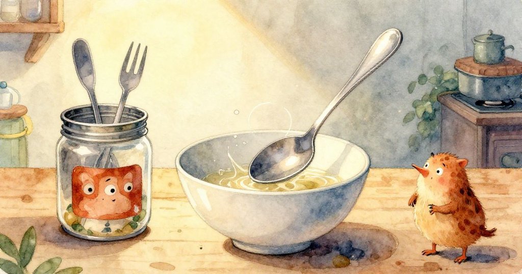 透過半掩門扉觀察忙碌廚房,廚師們喧嘩吶喊,蒸汽瀰漫,有Sam身影隱現於背景,動感現場。