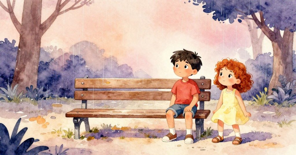 盧克與黛莉婭在遊樂場的長椅邊靜看水流變細,環境平靜,結局展現出滿足與寧靜的氛圍。