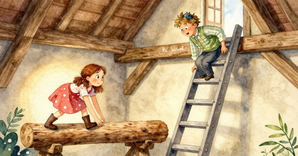 散落的金屬工具中，一根圓木梢飛速旋轉在排水口旁，動感十足仿佛追逐光影。