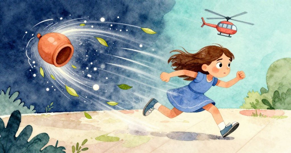 直升機的轟鳴帶動飛揚乾葉，奧利弗快速出手推動音樂裝置，同時瓷罐傾斜、土壤濺落，玫瑰含苞待放。