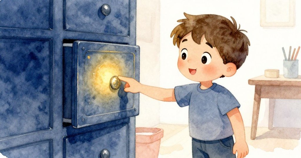 奧斯卡發現抽屜邊緣有一處溫暖的斑點,手指輕觸,驚喜寫滿臉龐。