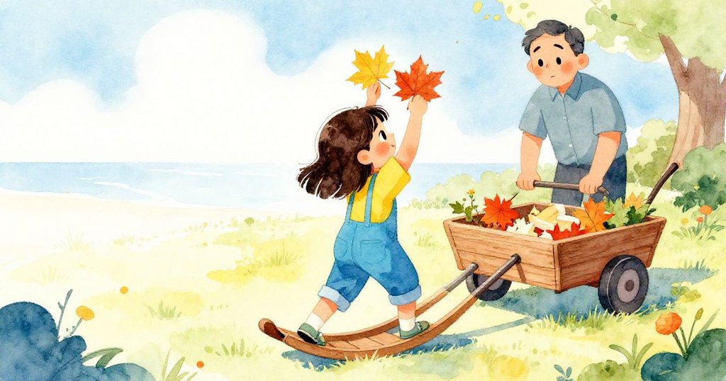 從背影看見Delia正舉起楓木塊，木板傾斜中流露緊張，師傅在遠處投以關切目光，情節漸進。