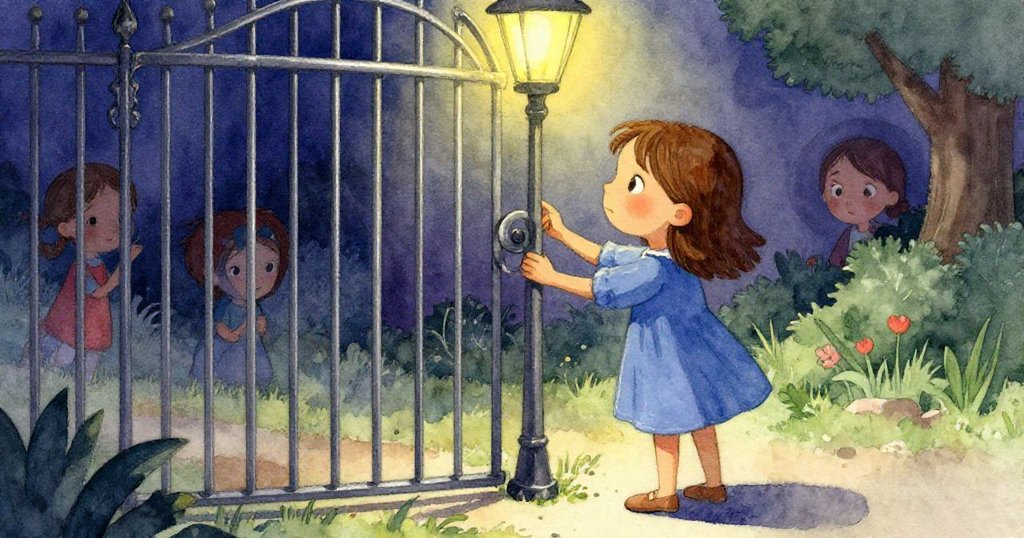 Tess 站在緩轉金屬門前, 臉上專注又帶著驚奇, 正數著門轉動的節拍, 敘事從開始邁向高潮