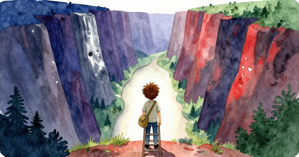 布雷克站在開放道路前眺望遠方，背後壯麗峽谷映襯晨光，流露出滿懷希望迎接新冒險。