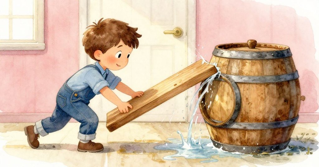 Quinn用手掌感受木板溫暖邊緣，推動木板碰撞桶子，水花濺起，神情驚訝且充滿活力。