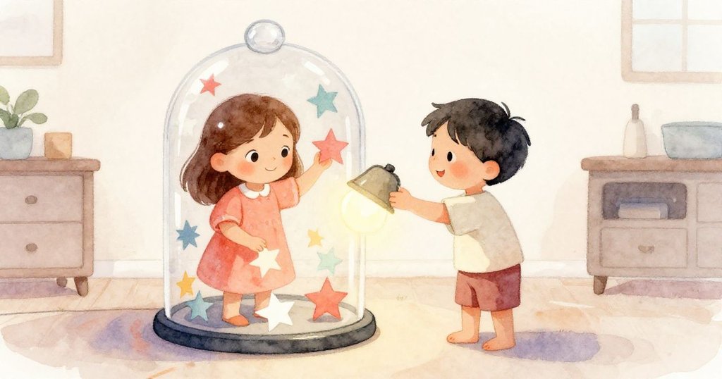 Olive與Cole平靜地整理紙星並關燈,室內恢復柔和光影,結束了充滿驚喜與合作的小冒險。