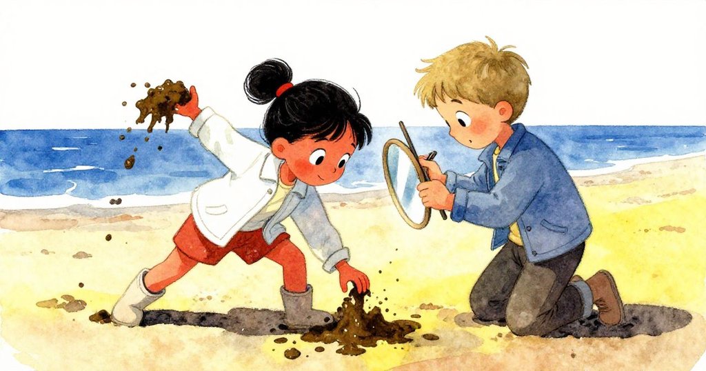 艾薇與科爾攜手合作,艾薇用手鏟清除泥沙,科爾調整鏡子聚焦光線,兩人神情堅定默契十足。