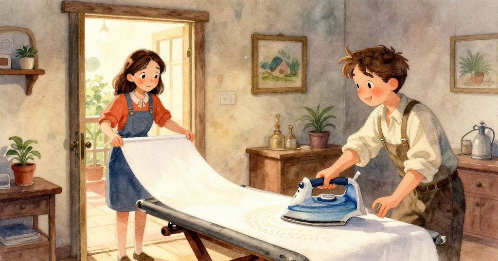 Tara 小心揚起印刷工具，手上覆蓋著細微石墨粉跡，畫面細膩呈現溫柔專注。