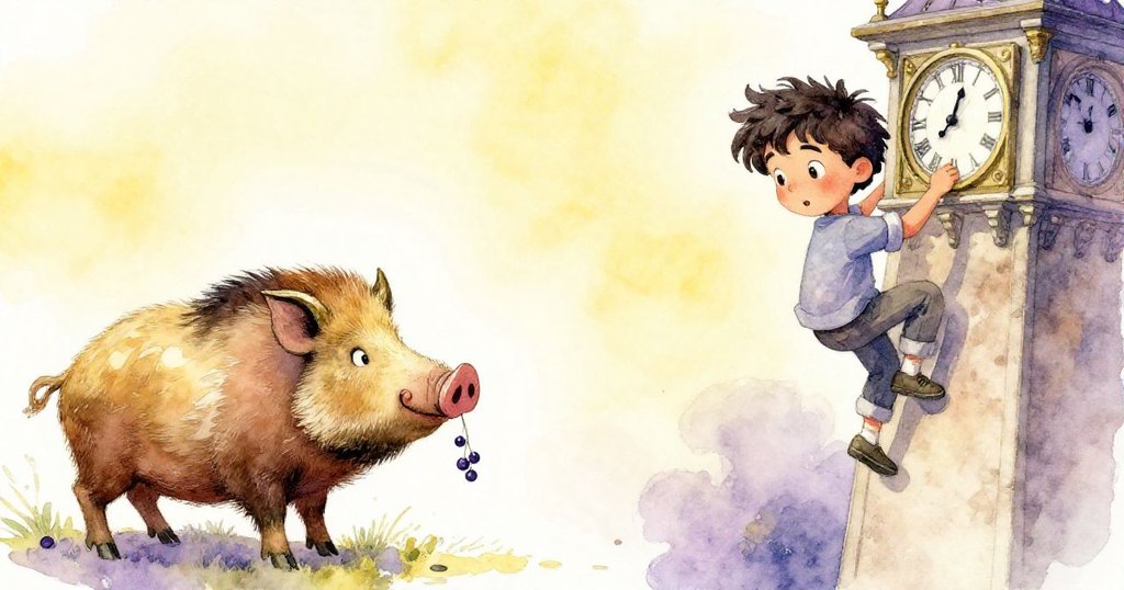 鐘樓內部穩定後，Nell細看銅豬散發果香，Felix示意上行，二人默契道別，冒險落下帷幕。