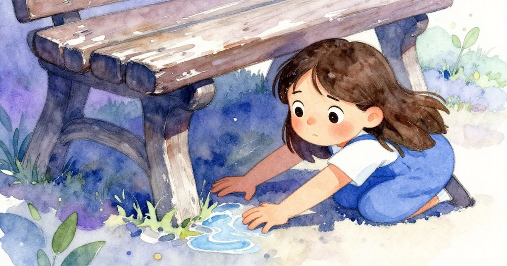 艾莉莎細緻地檢查搖晃的木板,一旁微聚的積水與剝落的油漆顯示出她默默奮鬥的堅毅。