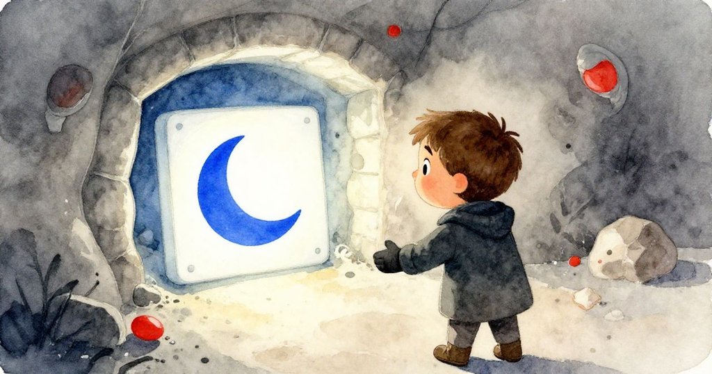 科爾走入窯內隱秘空間,注視散發藍光仿似微笑的試樣磚,神情展現驚奇與憧憬