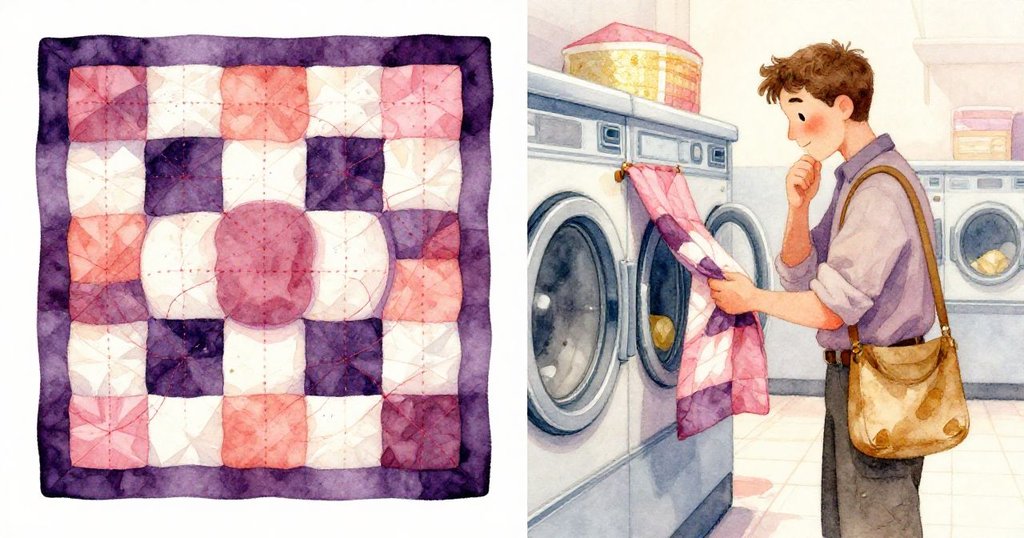 拉爾斯在洗衣店內的鋼製桌邊停步，小心檢視一條精緻被子與地板上微細灰塵，兩種畫面交織出熟悉與神秘之感。