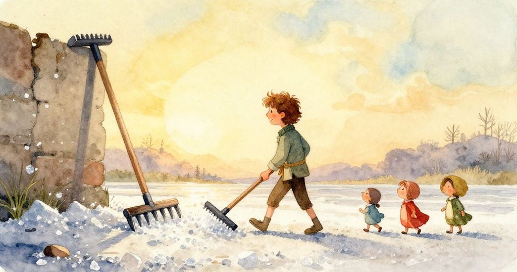 Erik用粗糙的手指輕觸新生鹽池，微光中呈現螺旋鹽晶，表情流露驚奇與探索之情。