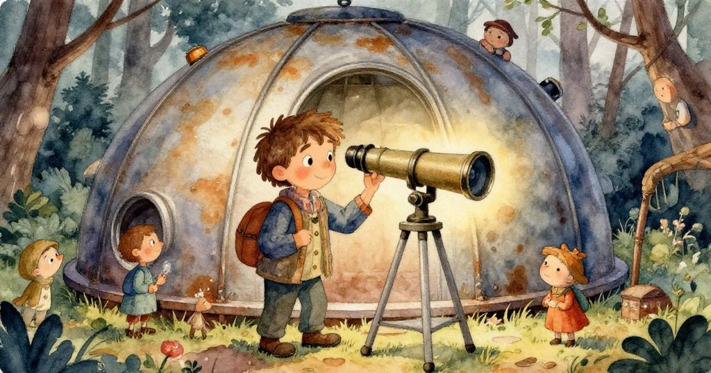 瑞德的雙手正在操作銅杆，仔細調整鏡筒齒輪，紅燈下呈現老舊金屬質感，充滿細膩情感