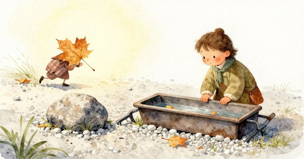 拉斐輕抬手指揭開粗糙石塊一角，內裡呈現淡紫水晶閃爍，光芒灑落在卵石上，細節豐富。