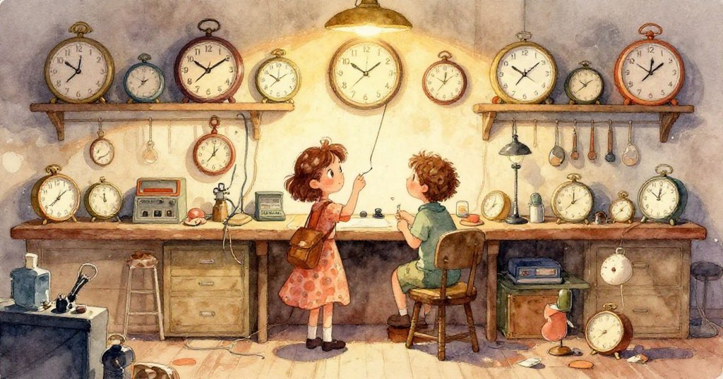 Tara專注操作古董音樂盒，仔細用細工刀挖縫隙，破損陶器與飄散黃銅螺絲細節豐富，充滿歲月痕跡。