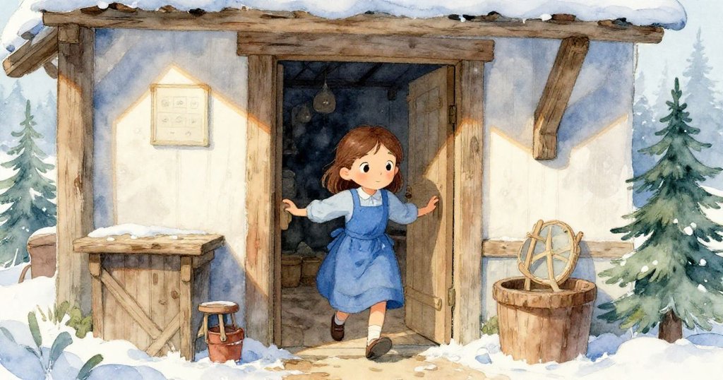 Gwen 踏入舊工作室,走過彎曲的窗台,光線透進來照亮室內,臉上滿是好奇與期待