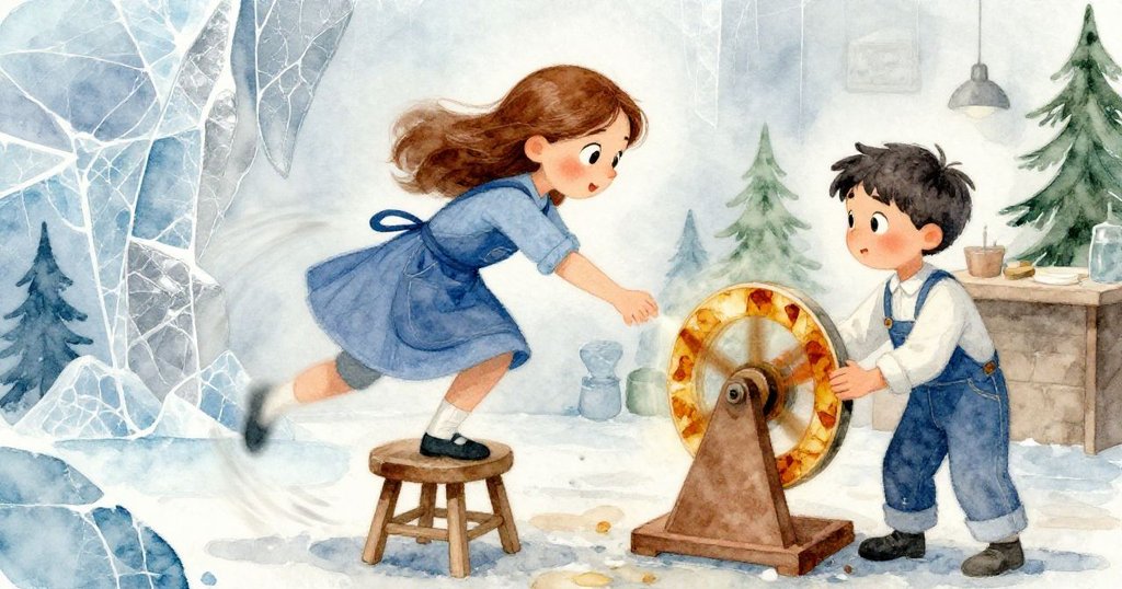 Emil 快速起身靠近 Gwen,兩人默契交換位置打磨琥珀,場景動感十足氛圍凝重