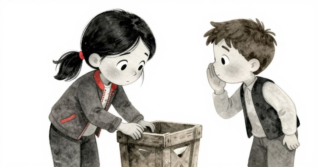 Zara輕觸木箱，同時Felix低語交流，臉上流露出專注與掙扎之情，細節豐富呈現現場懸疑氣氛。