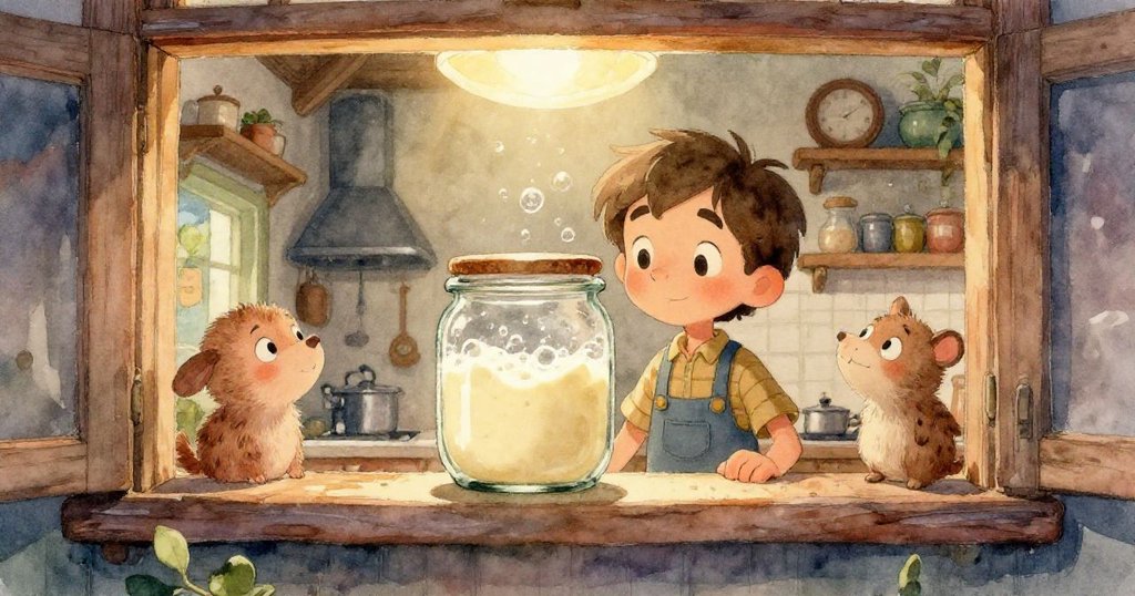 Reed急速奔跑滑動接住瓶子，鞋子在濕滑瓷磚上飛奔，動感十足，情緒緊張，背景透出柔和粉紫與綠調。