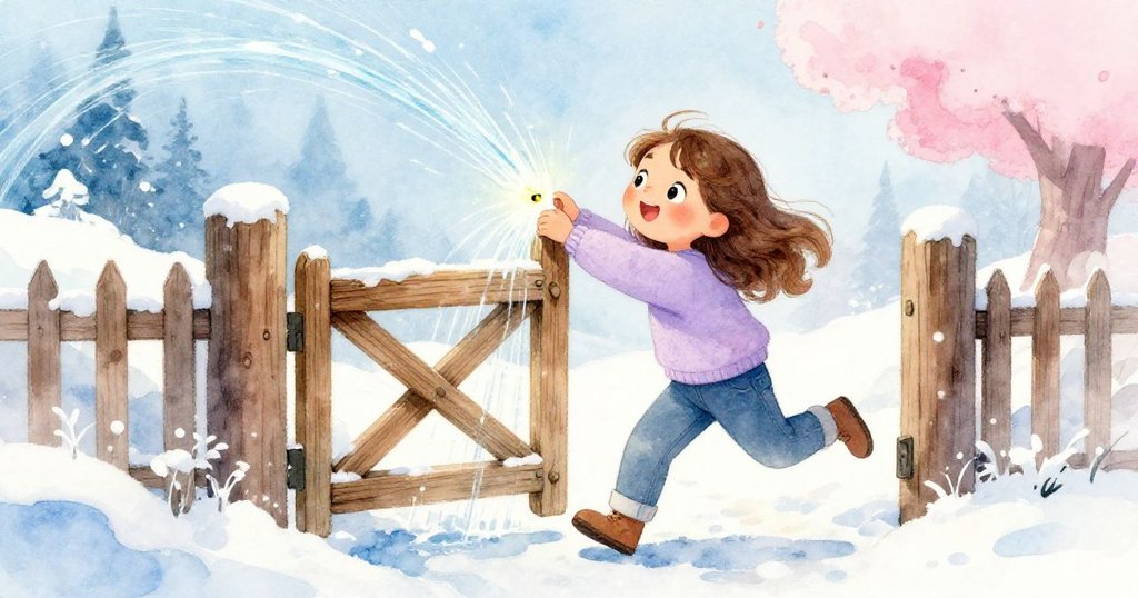 Gwen輕推杉木門釋放細流,伴隨微光螢火飛舞,展現動感與希望,情節邁向高潮。