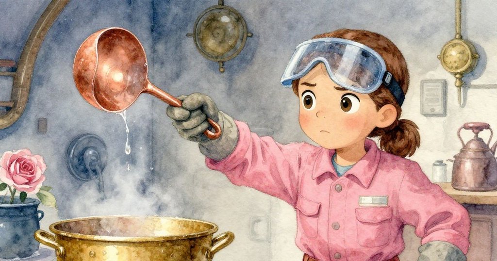 在緊要的瞬間，Maeve戴手套的手停在長柄勺上，專注地釋放閃亮的銅針，畫面捕捉到了關鍵轉折的凝固瞬間