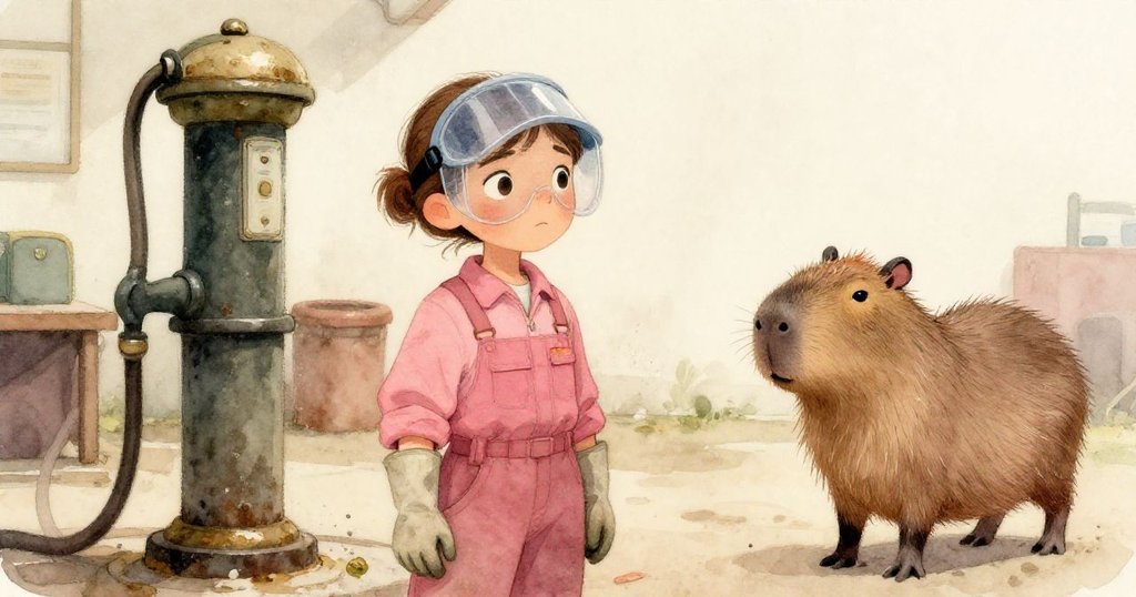 在恢復運轉的機器前，Maeve露出輕鬆神情，Capybara慢慢離去，柔和光線下整個工作坊充滿寧靜與安詳，迎向故事結尾