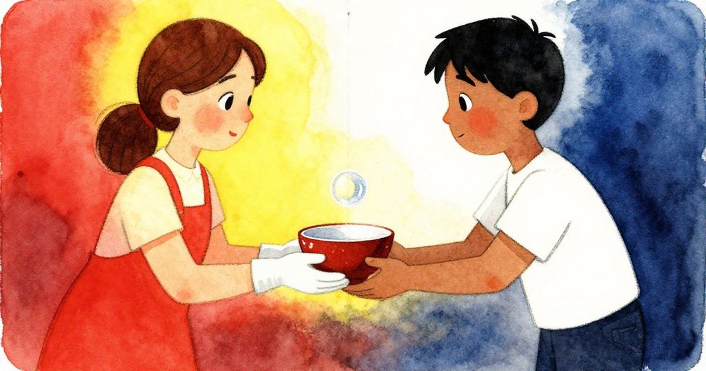 Opal溫柔地將完成的陶瓷碗遞給Forrest,細部展現隱藏氣泡的美感,結局中流露信任與平靜。