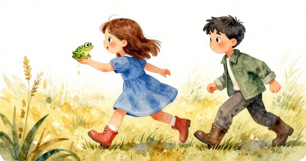 Viola捧著發光糖蛙小心退後,一滴糖漿滑落,Jasper踏入濕泥,動作連鎖展現場景轉折。