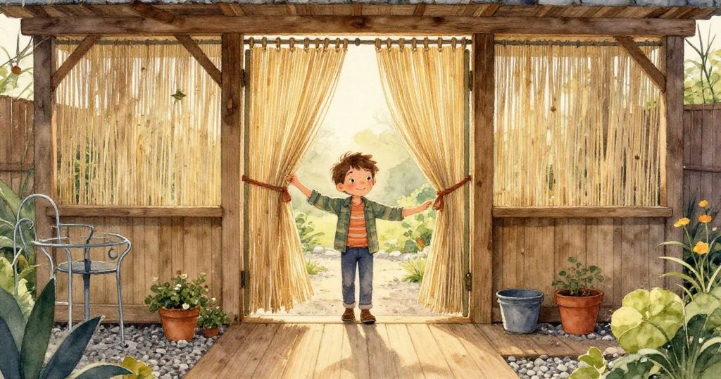 Cole 細心觸碰舊木耙,特寫展現木紋細膩質感與手指溫柔互動,充滿探索精神