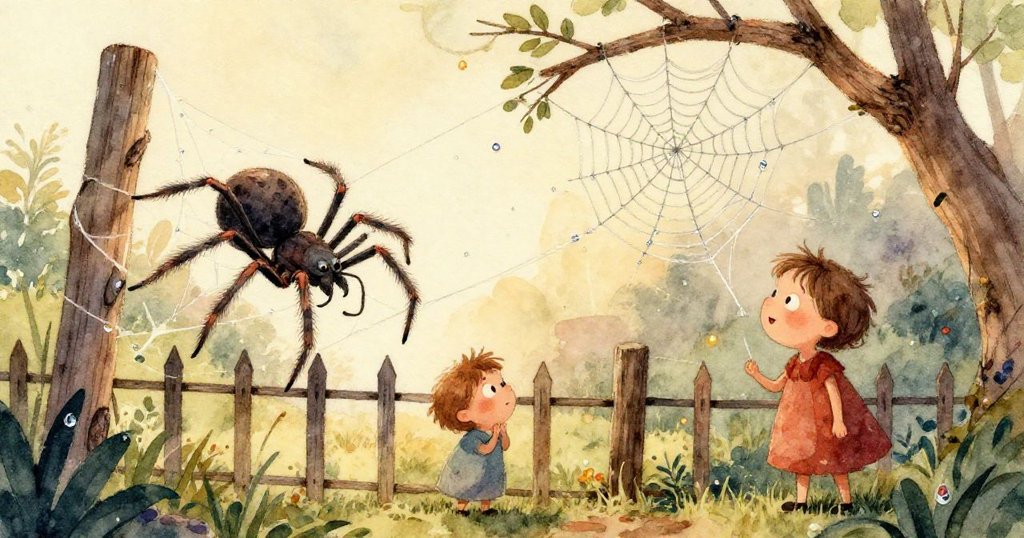 蜘蛛在蛛網中腹部驟變鮮紅，露珠因爆裂產生色彩漣漪，June與Dale驚訝目瞪神呆凝視此魔幻瞬間。