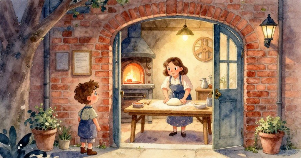 在溫暖夕陽映照下,桌上靜臥的發酵罐與光亮湯匙傳達出一天烘焙後的寧靜與餘韻。