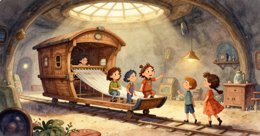 Cruz的手輕觸織布機上拉緊的棉線,特寫展現布料與木紋細膩交織,表現專注與觸感。