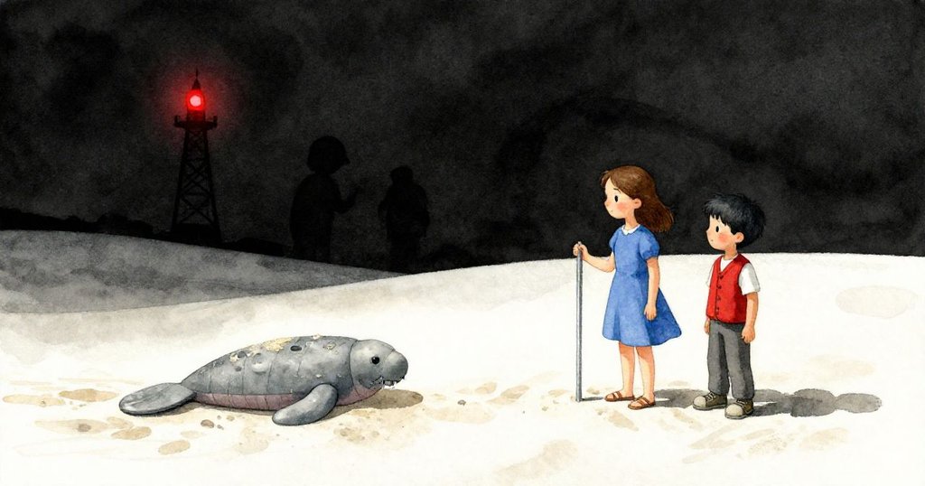 在最終畫面中，鋼桿孤立於移動沙丘上，沙子環繞肥皂雕象，Maeve與Grant遠望隱半紅塔，情緒複雜而沉靜。