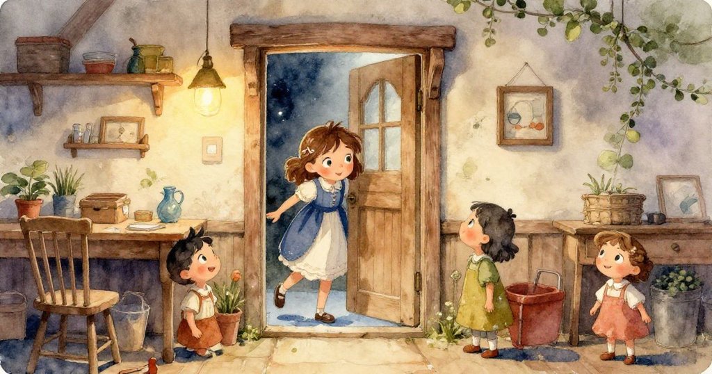 在水面下的奇幻世界中，顏料像流動的走廊般融合，一抹黃色亮點在寧靜水面上輕飄，營造出生動對比。