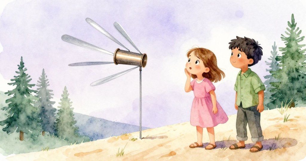 Gwen與Ian見證青銅物件變形成風琴，柔和光影中沙粒隨風飛揚，展現奇幻自然景象