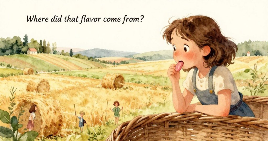 塔拉伸出手仔細捏握繩結，手指觸碰粗糙纖維，背景呈現暖色調細節，眼神專注探索微妙變化。