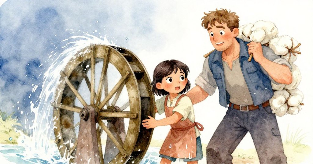 Zara 與 Reed 正協力解決水輪問題,水花飛濺,兩人表情專注,展現出團隊奮鬥的緊張與希望。