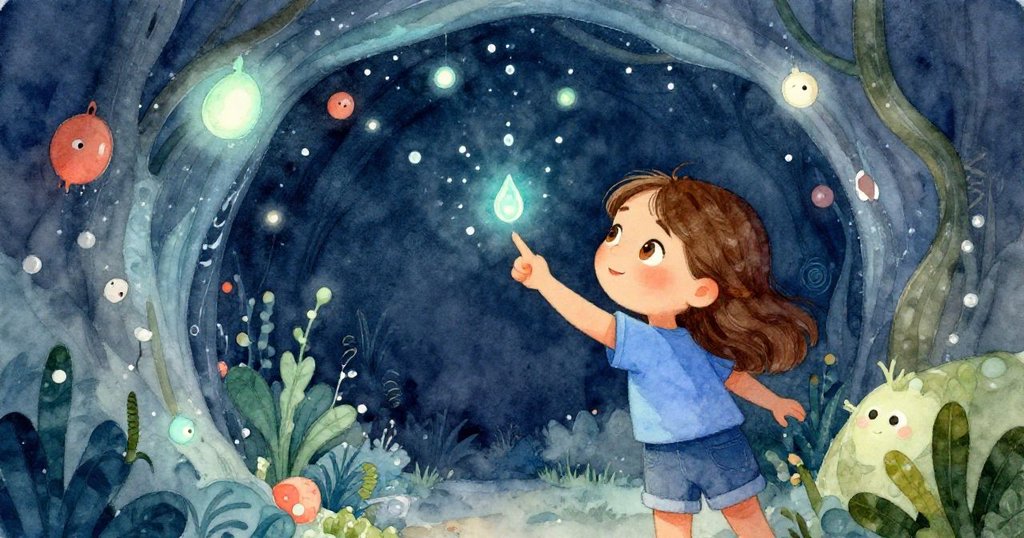 June在隧道內用手指輕敲空中，水珠與光斑映照其臉龐，情緒專注，故事發展進入高潮