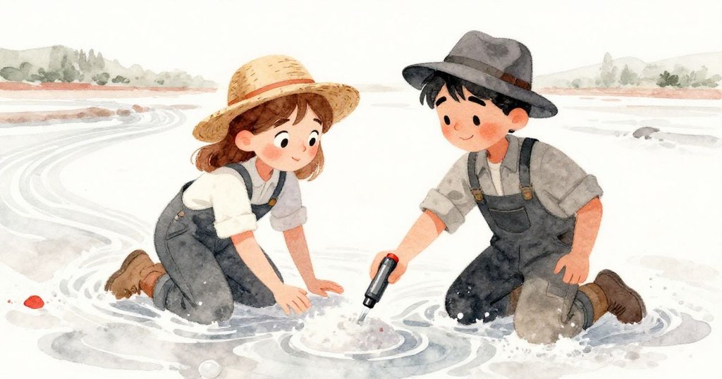 格蕾塔發現標桿下的水流脈動,果斷示意邁爾斯,共同開啟隱秘水道,展現情節高潮與協同行動。