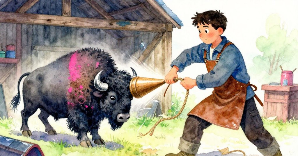 Max急速調整砝碼以挽回失去的動力，繩索與木球劇烈扭動，他動作迅捷，充滿活力與緊迫感。