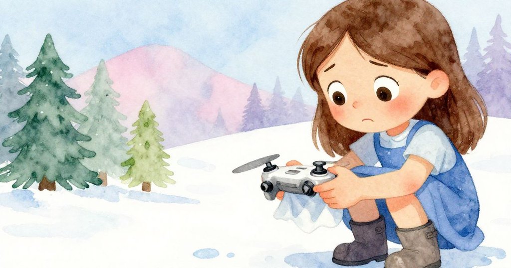 Lina專注地用布條包覆搖桿，指尖猶豫按壓，臉上呈現焦慮與期盼，情感細膩流露。